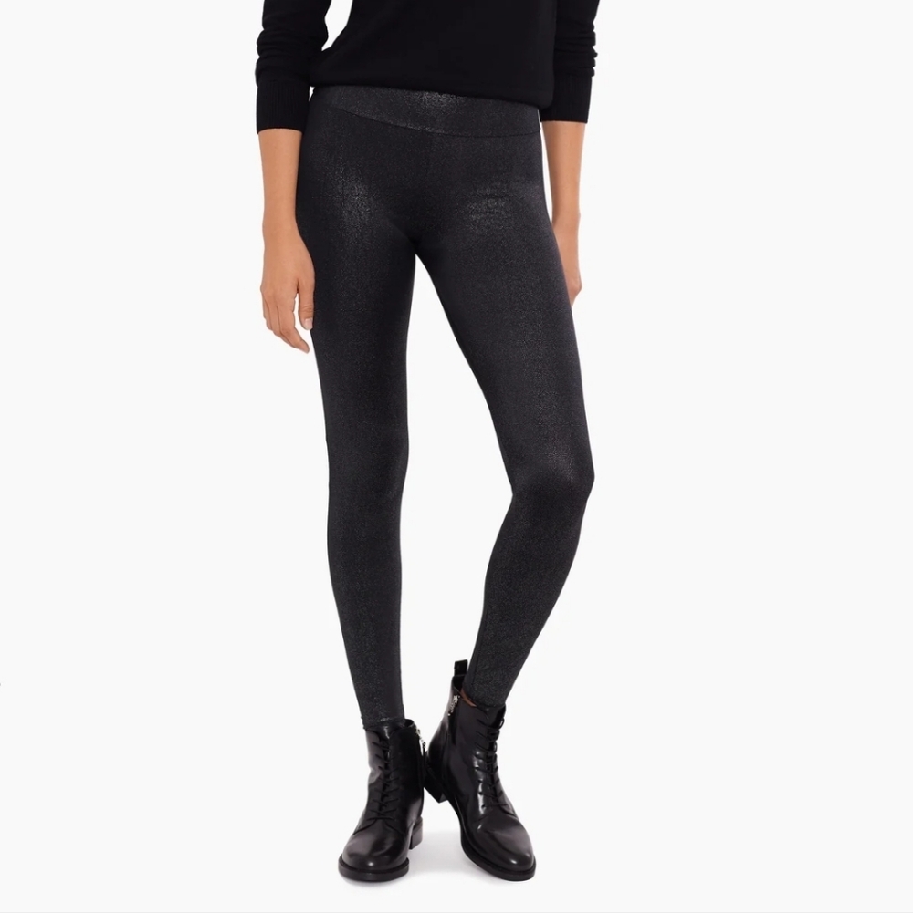 SALE Miraclesuit Miracle Tights Leggings Pixie Dust Black Silver Metallic L